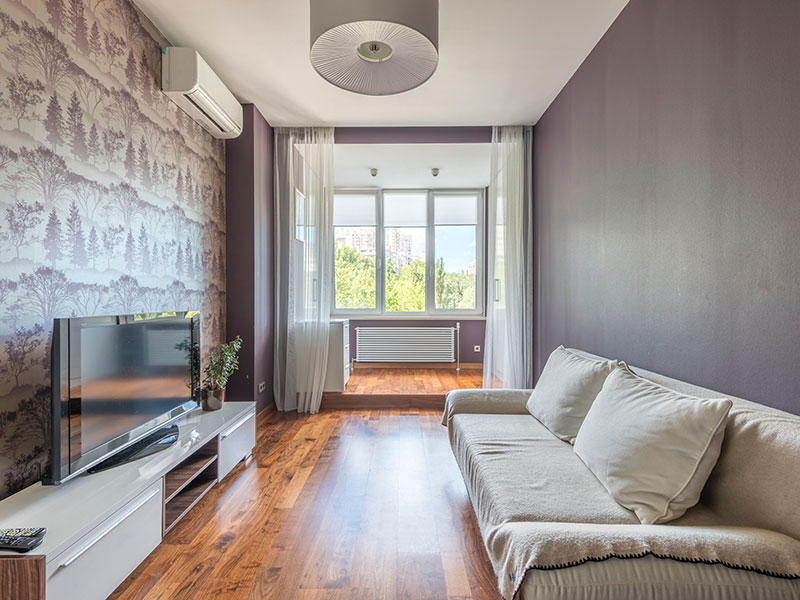 glass windows in a living room