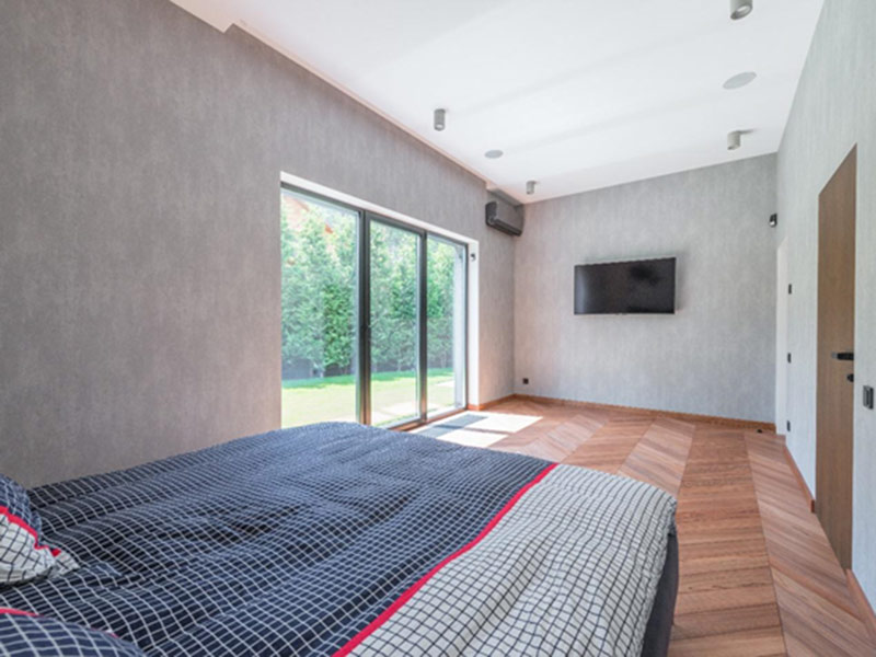 glass sliding door in a bedroom